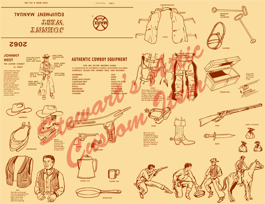 Johnny West - Action - FAF Style - Reproduction Equipment Manual - Brown on Ivory Paper