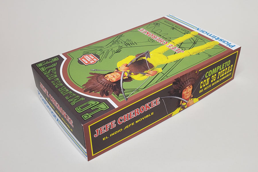 Jefe Cherokee (Chief Cherokee) (Yellow Body) – Mexican - Plastimarx – Lo Mejor Del Oeste – Fantasy Box (and Manual)