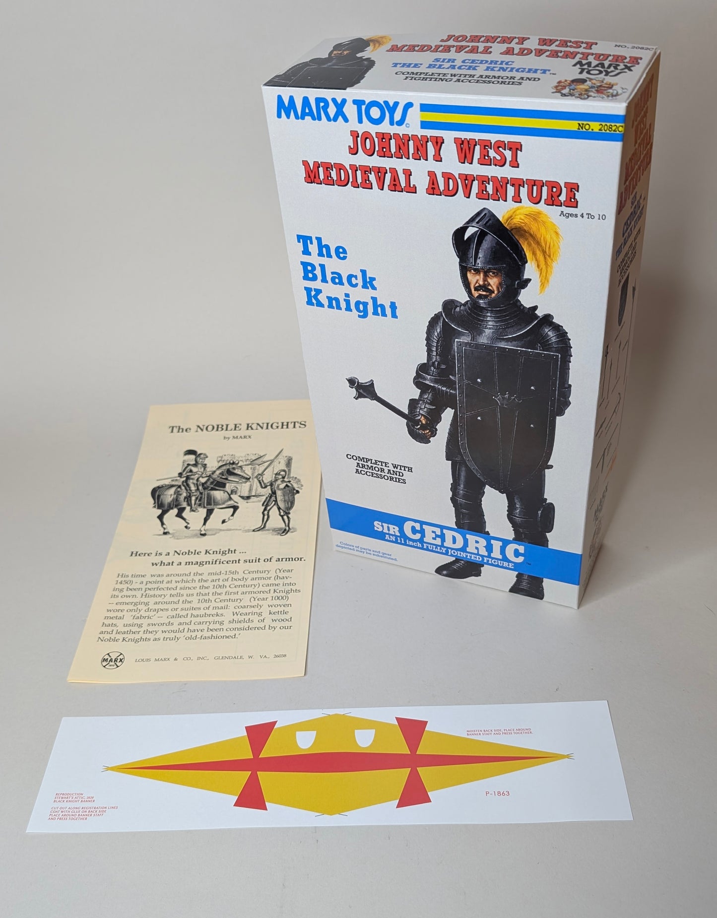 Knight – US Black Knight, Sir Cedric JWA Medieval Adventure Version Fantasy Box with Manual and Banner