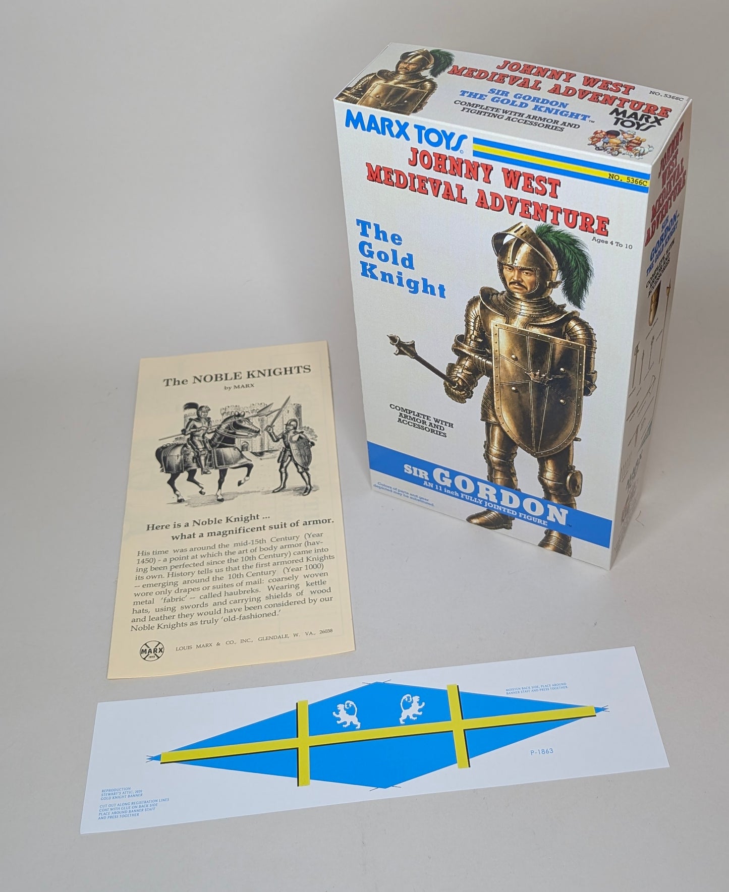 Knight – US Gold Knight, Sir Gordon JWA Medieval Adventure Version Fantasy Box with Manual and Banner