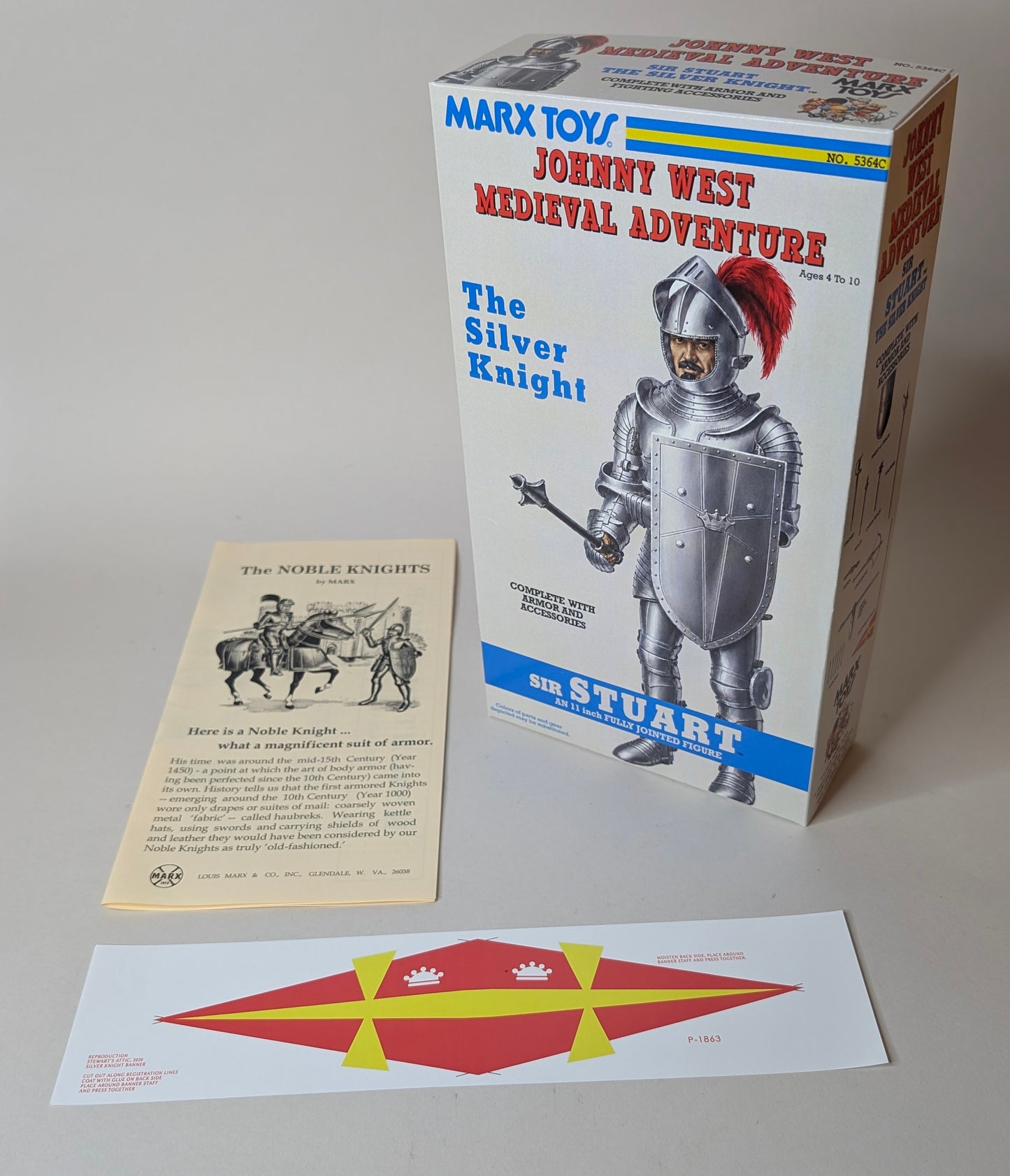 Knight – US Silver Knight, Sir Stuart JWA Medieval Adventure Version Fantasy Box with Manual and Banner