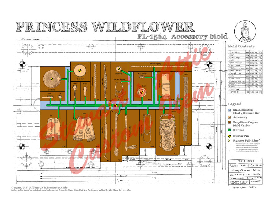 Princess Wildflower Accessory Mold Drawing