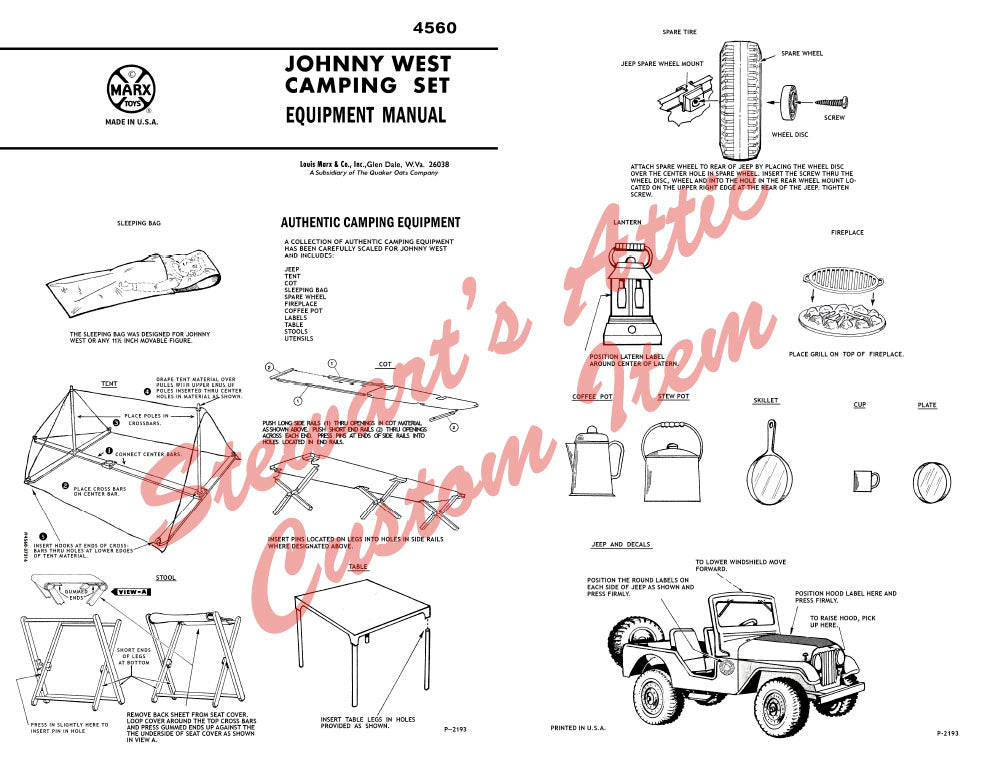 Johnny West Camping Set - Reproduction Equipment Manual