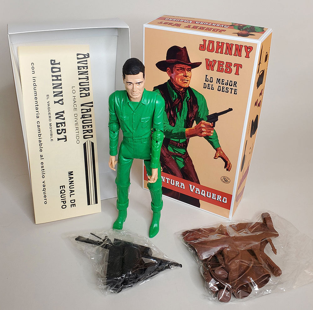 Recast - Boxed - Green Johnny West with Brown Soft and Black Hard accessories and a Fantasy Box and Manual (SA Stock # 11)